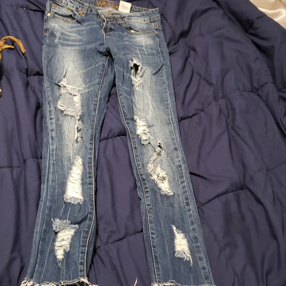 Blue ripped jeans